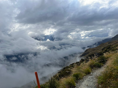 Above the clouds on the second day - not too many rocks in this section